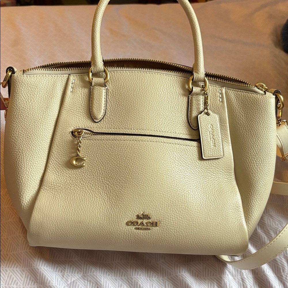 Coach Cream Leather Satchel, Elise satchel